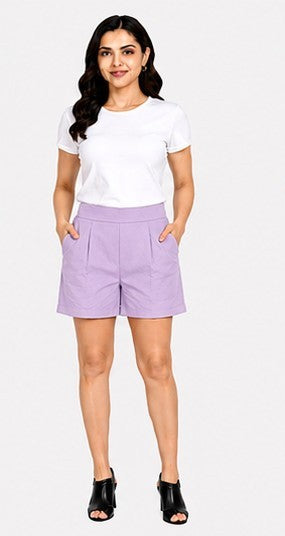 LILAC COTTON LINEN SHORT