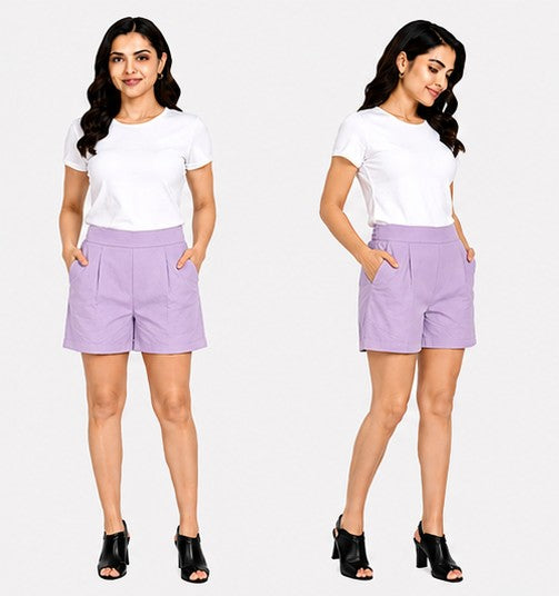 LILAC COTTON LINEN SHORT