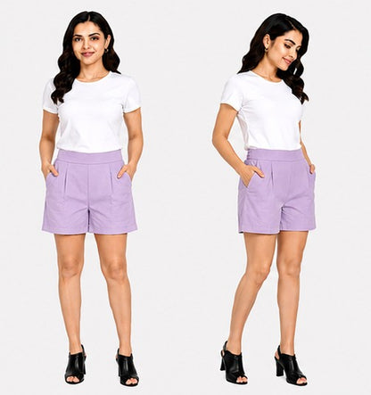 LILAC COTTON LINEN SHORT