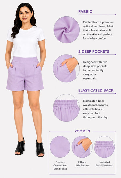 LILAC COTTON LINEN SHORT
