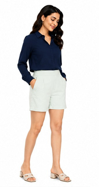 MINT GREEN COTTON LINEN SHORT