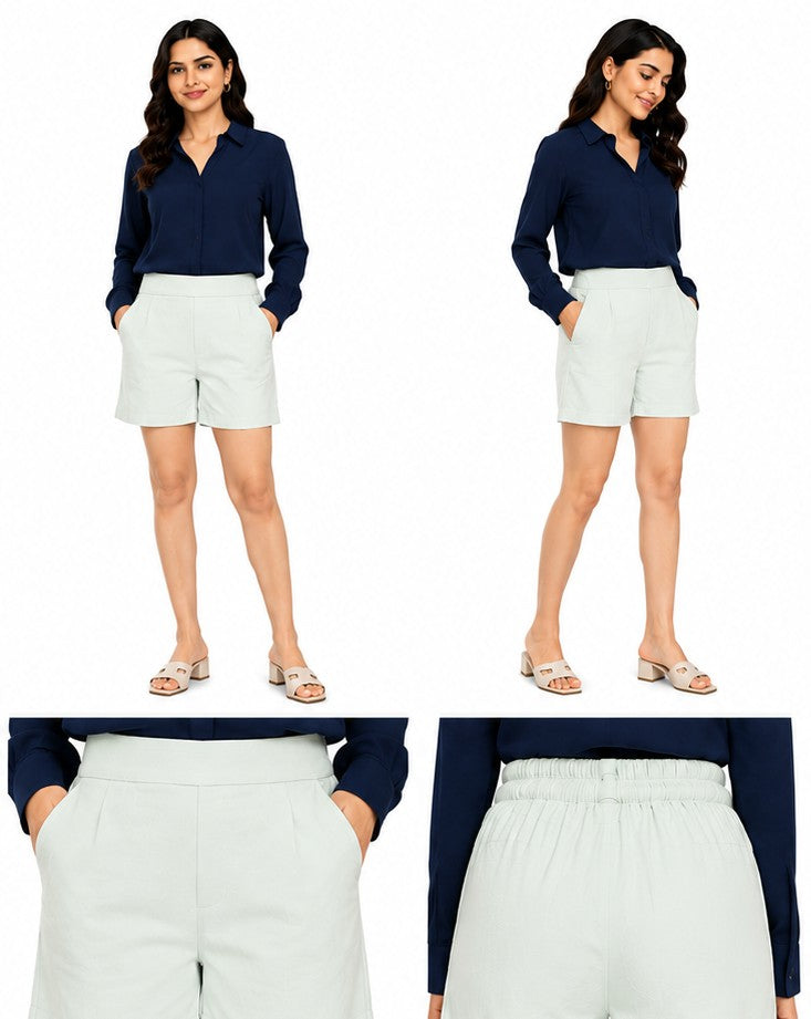 MINT GREEN COTTON LINEN SHORT