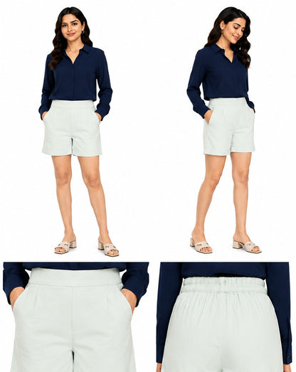 MINT GREEN COTTON LINEN SHORT