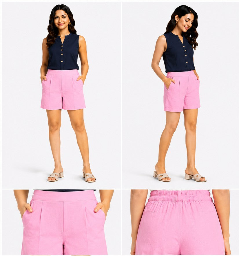 ROSE PINK COTTON LINEN SHORT