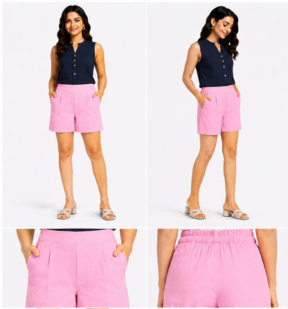 ROSE PINK COTTON LINEN SHORT