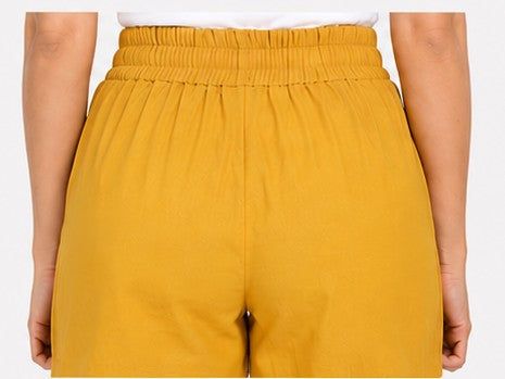 YELLOW COTTON LINEN SHORT