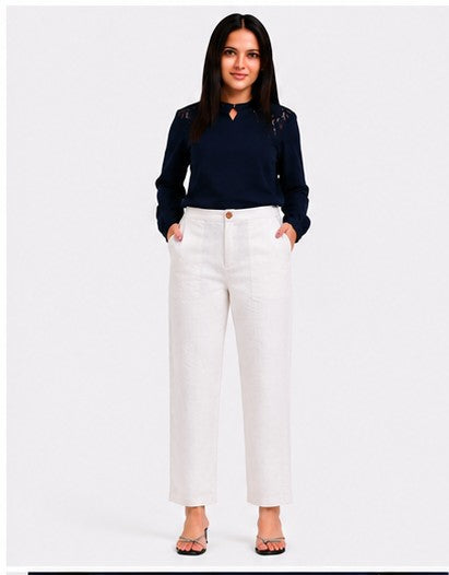 BEIGE AIRY LINEN WIDE LEG PANT