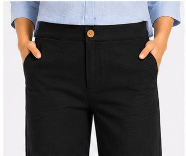 BLACK AIRY LINEN WIDE LEG PANT