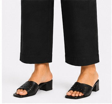 BLACK AIRY LINEN WIDE LEG PANT