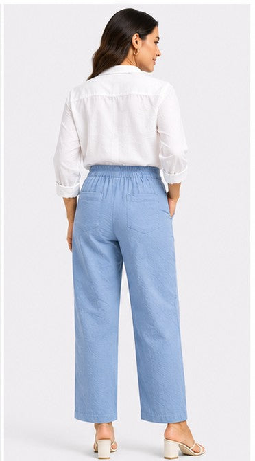 ENGLISH BLUE AIRY LINEN WIDE LEG PANT