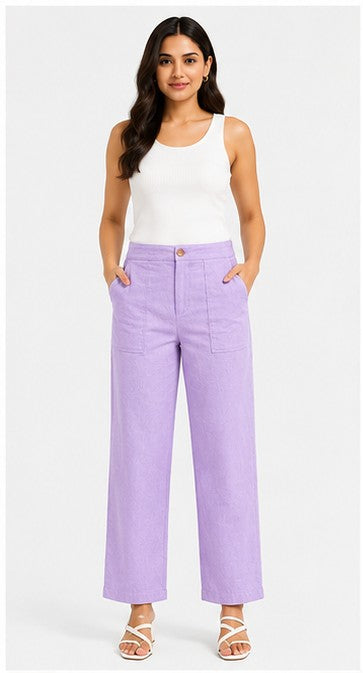 LILAC AIRY LINEN WIDE LEG PANT