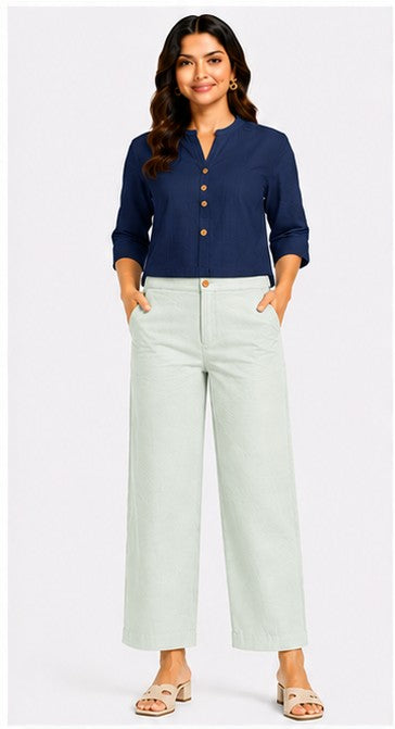 MINT GREEN AIRY LINEN WIDE LEG PANT