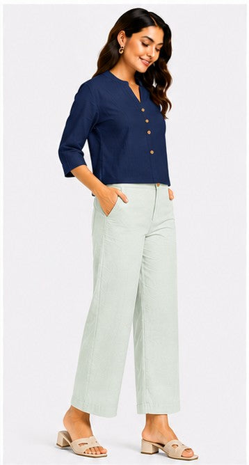 MINT GREEN AIRY LINEN WIDE LEG PANT