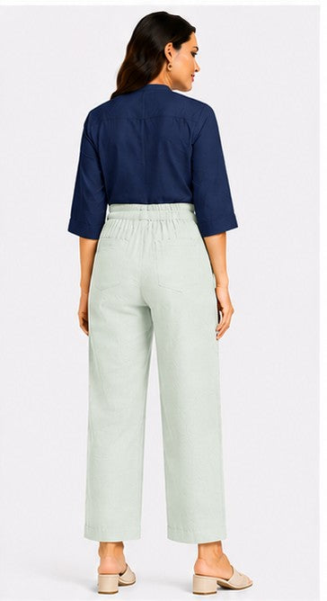 MINT GREEN AIRY LINEN WIDE LEG PANT
