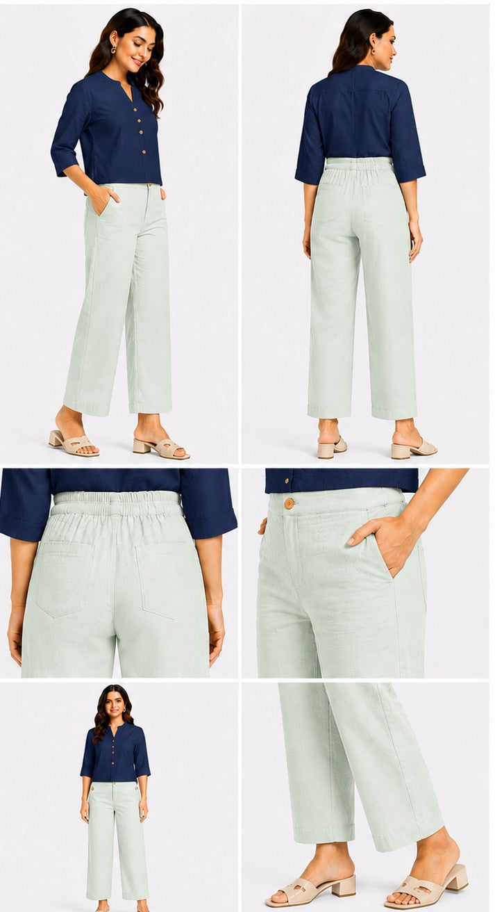 MINT GREEN AIRY LINEN WIDE LEG PANT