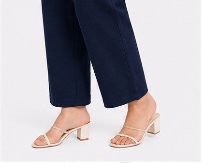 NAVY BLUE AIRY LINEN WIDE LEG PANT