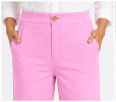 ROSE PINK AIRY LINEN WIDE LEG PANT