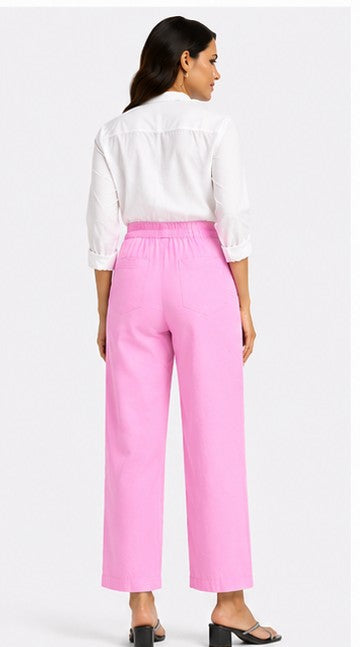ROSE PINK AIRY LINEN WIDE LEG PANT