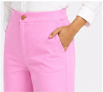 ROSE PINK AIRY LINEN WIDE LEG PANT
