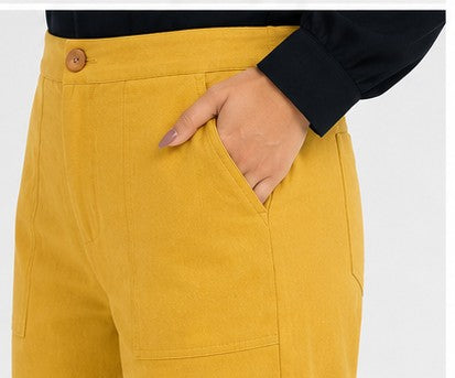 YELLOW AIRY LINEN WIDE LEG PANT