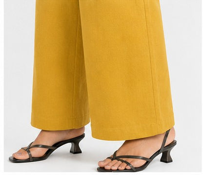 YELLOW AIRY LINEN WIDE LEG PANT