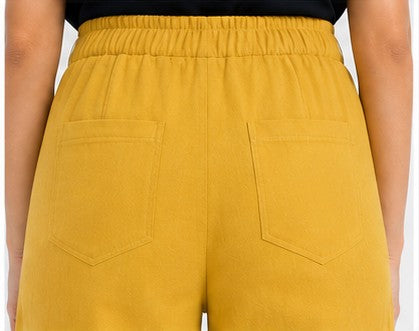 YELLOW AIRY LINEN WIDE LEG PANT