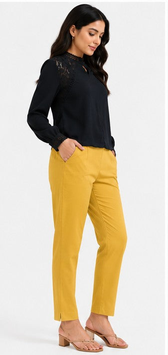 WOMEN YELLOW AIRY LINEN PANT