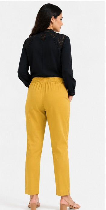 WOMEN YELLOW AIRY LINEN PANT