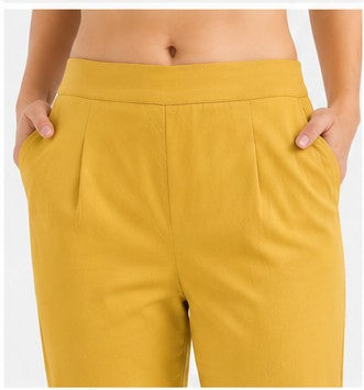 WOMEN YELLOW AIRY LINEN PANT