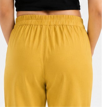 WOMEN YELLOW AIRY LINEN PANT